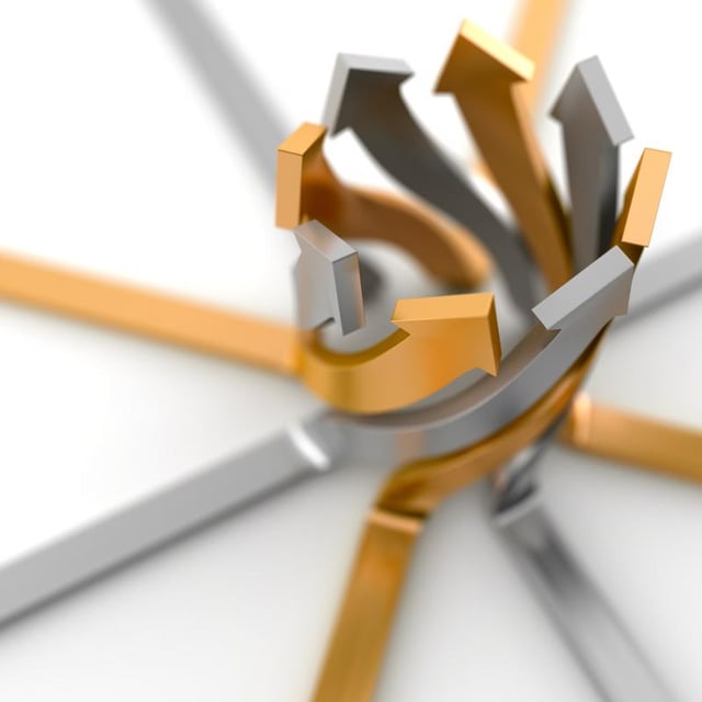 Arrows winding together in a concept image.